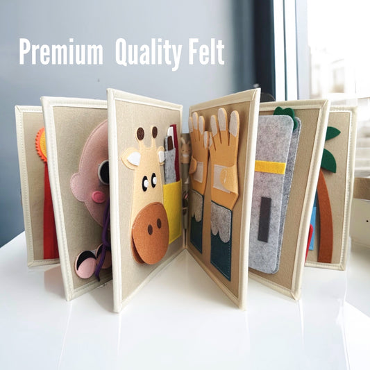 Premium quality quiet book for fine motor skills. Safe soft felt materials