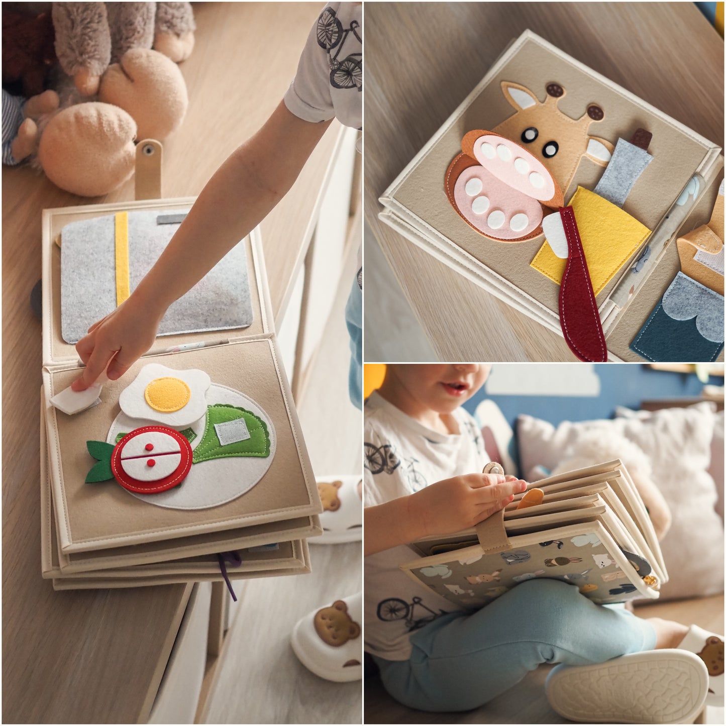 Sensory quiet book for 1-4 year old. Learn through play