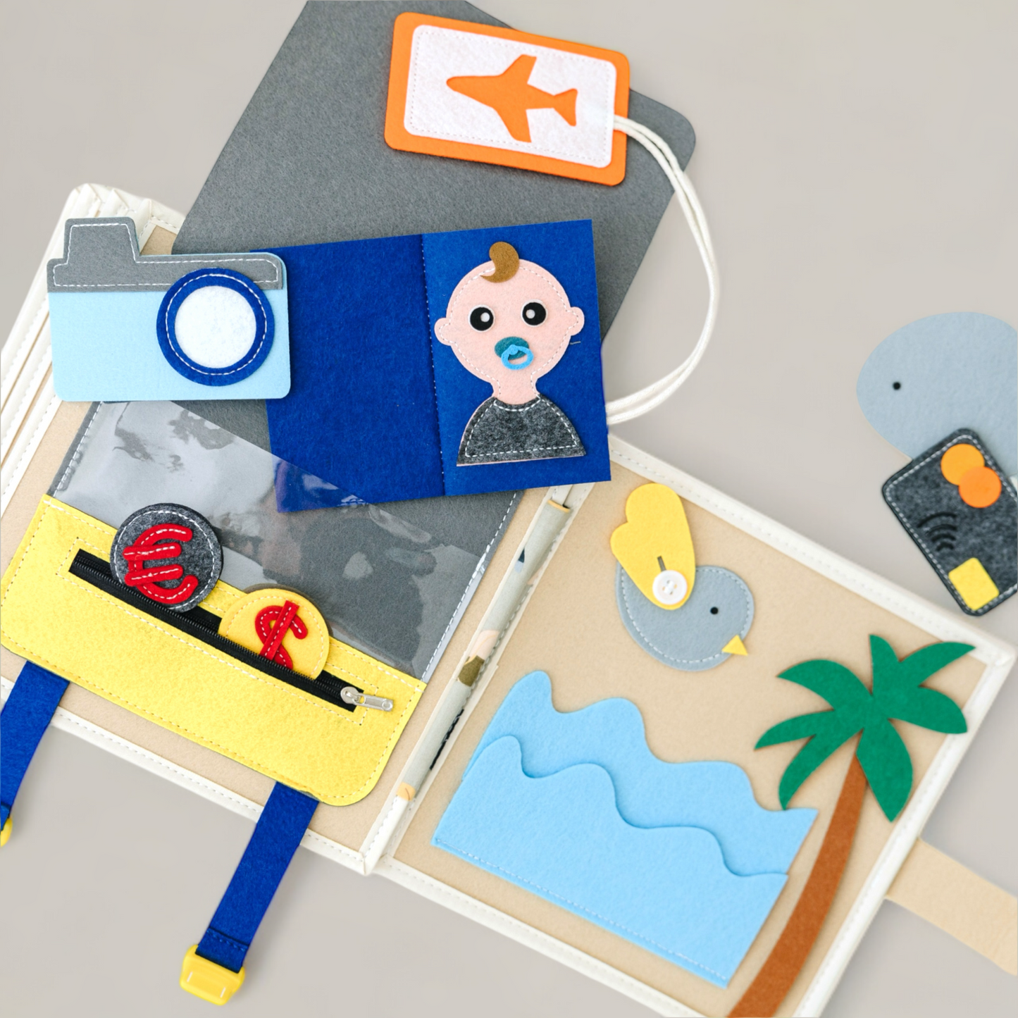 Travel-friendly quiet book, ultimate toddler travel activity