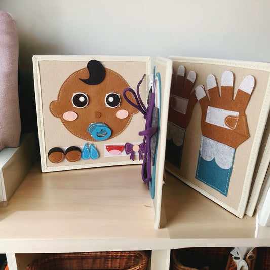 Montessori Busy Book for Toddler, Brown Skin: Travel Quiet Book & Sensory Toy